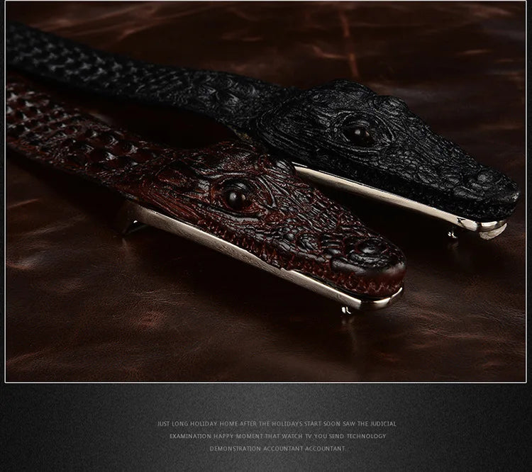 Luxury Leather Designer Men Belt, Crocodile Skin 
Belt Genuine Leather Alligator Strap of Crocodile Head Belt