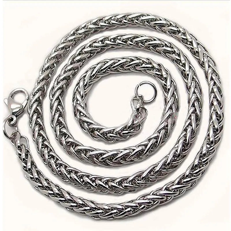 3MM-8MM STAINLESS STEEL TWIST CHAIN NECKLACE FOR MEN  
Neck Jewelry male Accessories, Thick LONG CHAINS