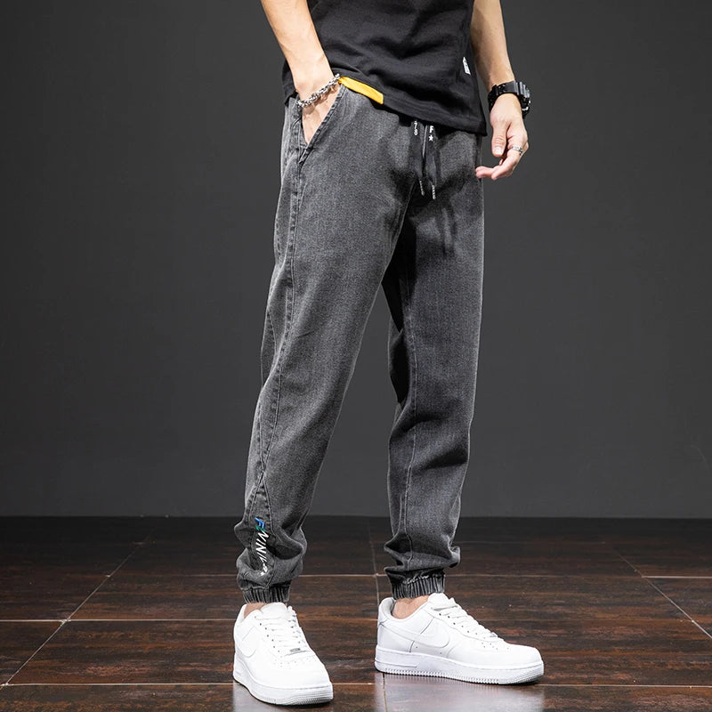 Spring & Summer Black Blue Cargo men Jeans
Streetwear Denim, Jogger Pants, Male Baggy Harem Jean