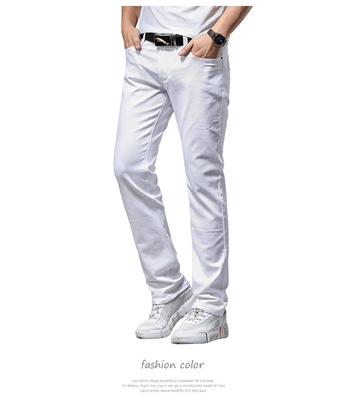 four seasons comfortable white denim men jeans