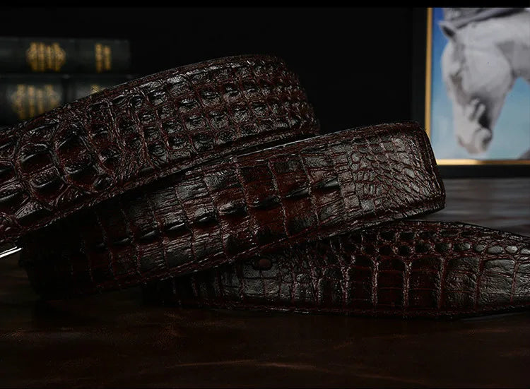 Luxury Leather Designer Men Belt, Crocodile Skin 
Belt Genuine Leather Alligator Strap of Crocodile Head Belt