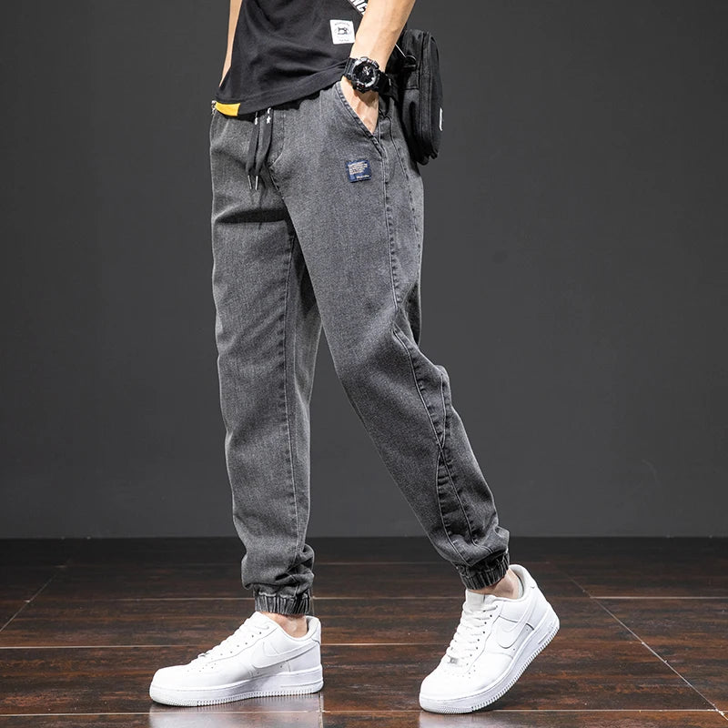 Spring & Summer Black Blue Cargo men Jeans
Streetwear Denim, Jogger Pants, Male Baggy Harem Jean