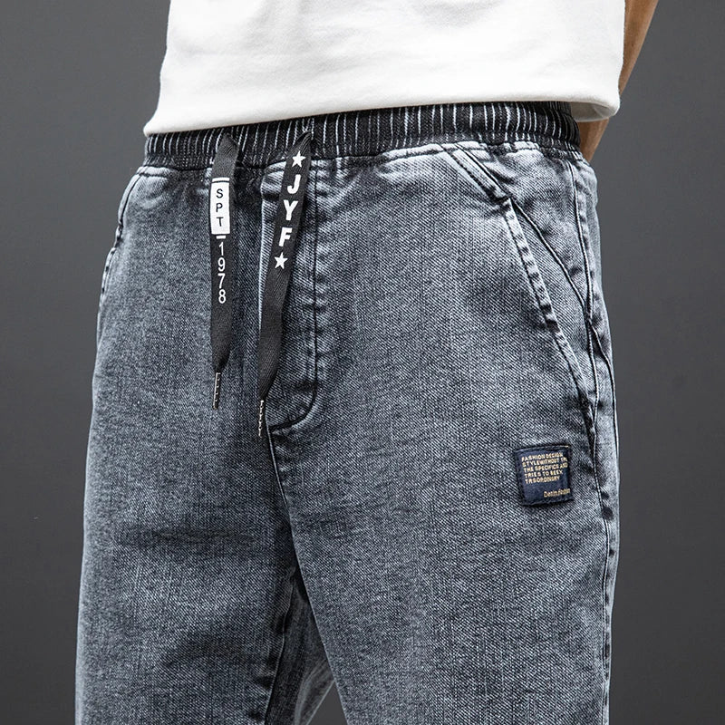 Spring & Summer Black Blue Cargo men Jeans
Streetwear Denim, Jogger Pants, Male Baggy Harem Jean