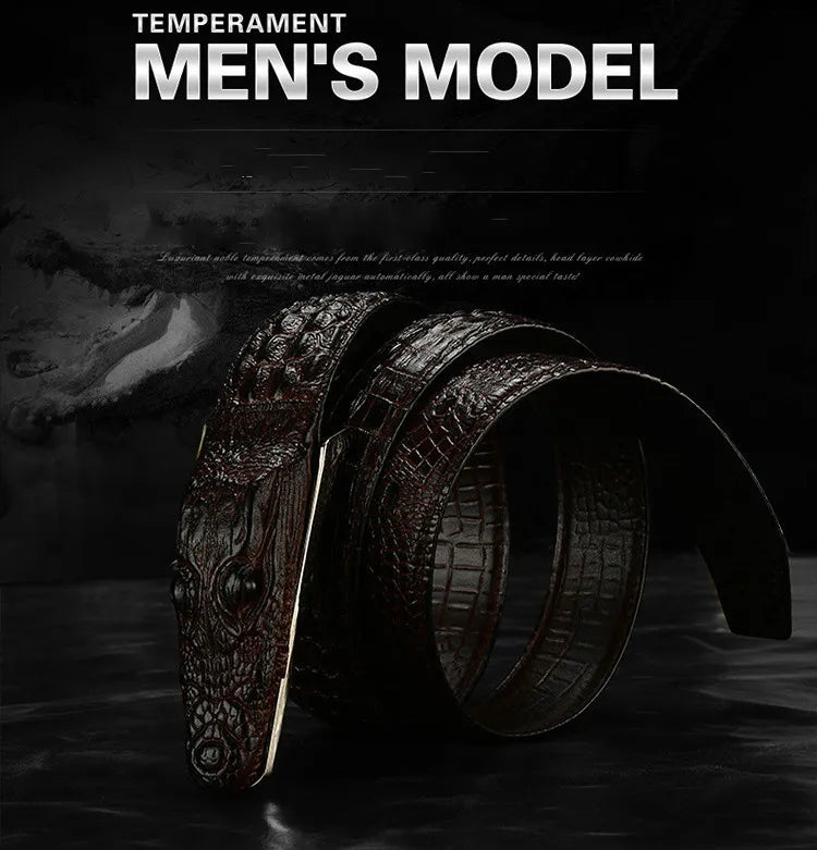 Luxury Leather Designer Men Belt, Crocodile Skin 
Belt Genuine Leather Alligator Strap of Crocodile Head Belt