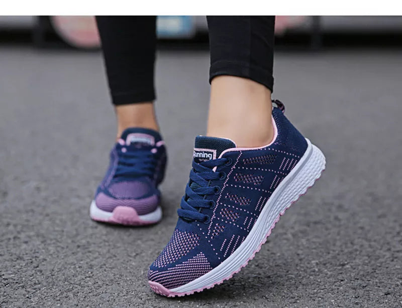 Women Casual Fashion Breathable Walking Mesh Flat Shoes