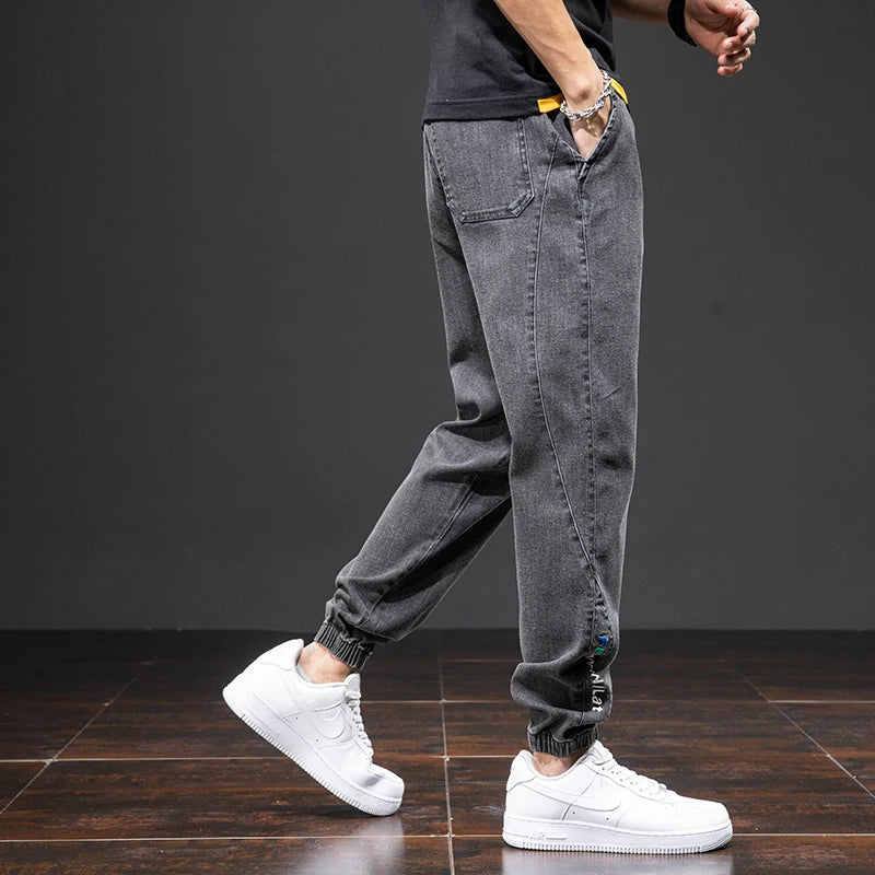 Spring & Summer Black Blue Cargo men Jeans
Streetwear Denim, Jogger Pants, Male Baggy Harem Jean