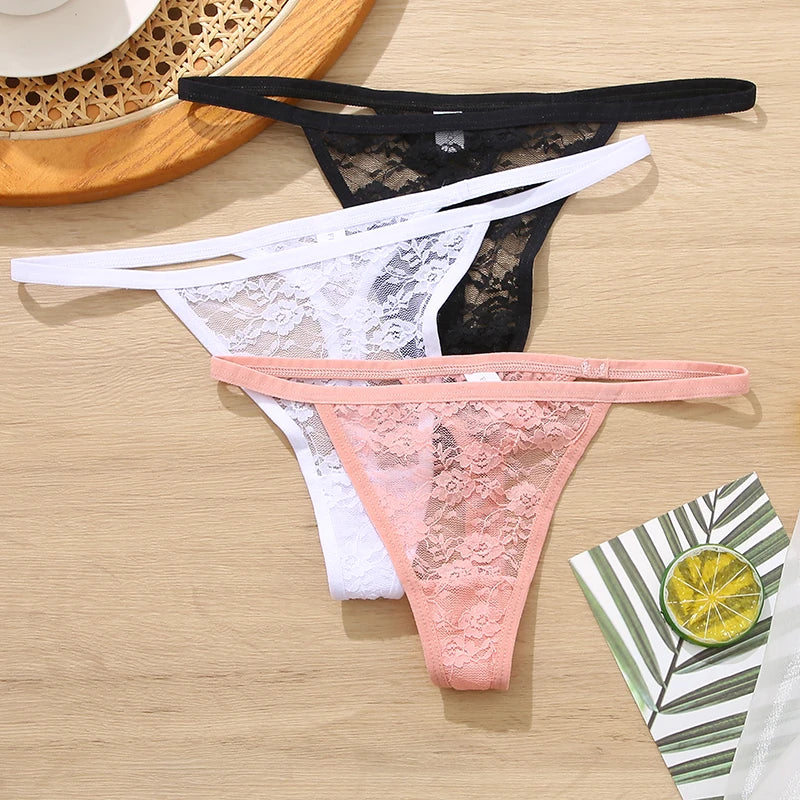 4 PCS Set Sexy G String, Lace Thongs, Hollow Out, Low Waist Underpants