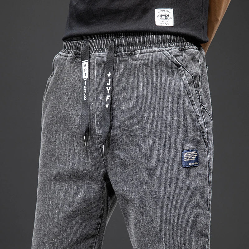 Spring & Summer Black Blue Cargo men Jeans
Streetwear Denim, Jogger Pants, Male Baggy Harem Jean