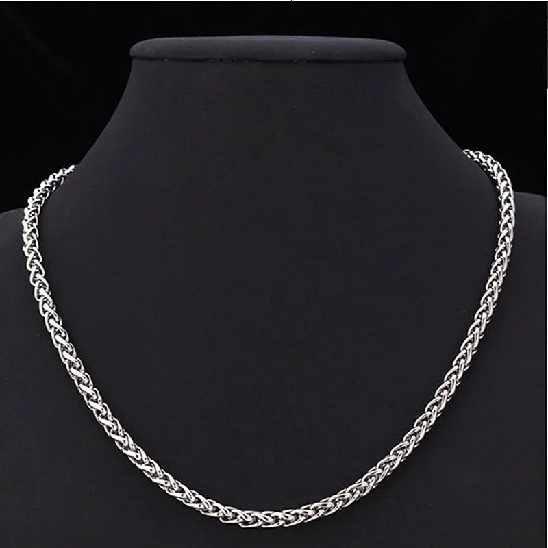 3MM-8MM STAINLESS STEEL TWIST CHAIN NECKLACE FOR MEN  
Neck Jewelry male Accessories, Thick LONG CHAINS