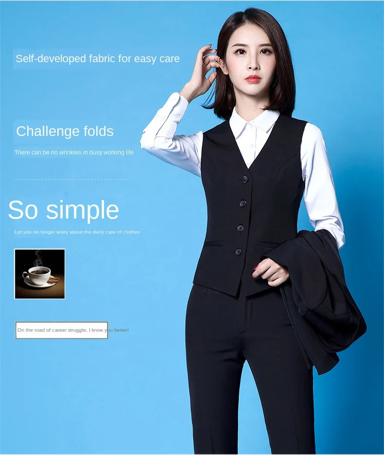 Fashionable Business Slim Fit Women Vest 
OL V Neck Formal Office Ladies Vest Coat