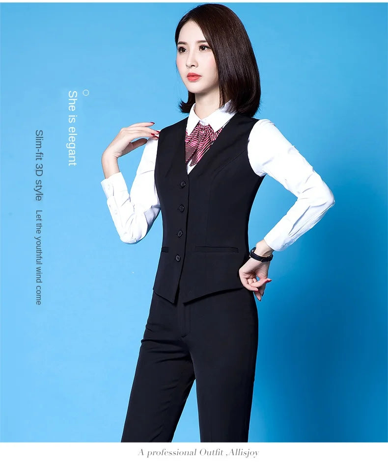 Fashionable Business Slim Fit Women Vest 
OL V Neck Formal Office Ladies Vest Coat