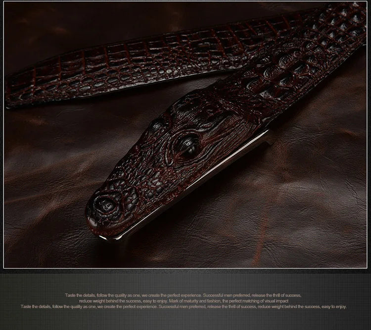 Luxury Leather Designer Men Belt, Crocodile Skin 
Belt Genuine Leather Alligator Strap of Crocodile Head Belt