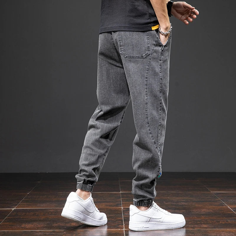 Spring & Summer Black Blue Cargo men Jeans
Streetwear Denim, Jogger Pants, Male Baggy Harem Jean