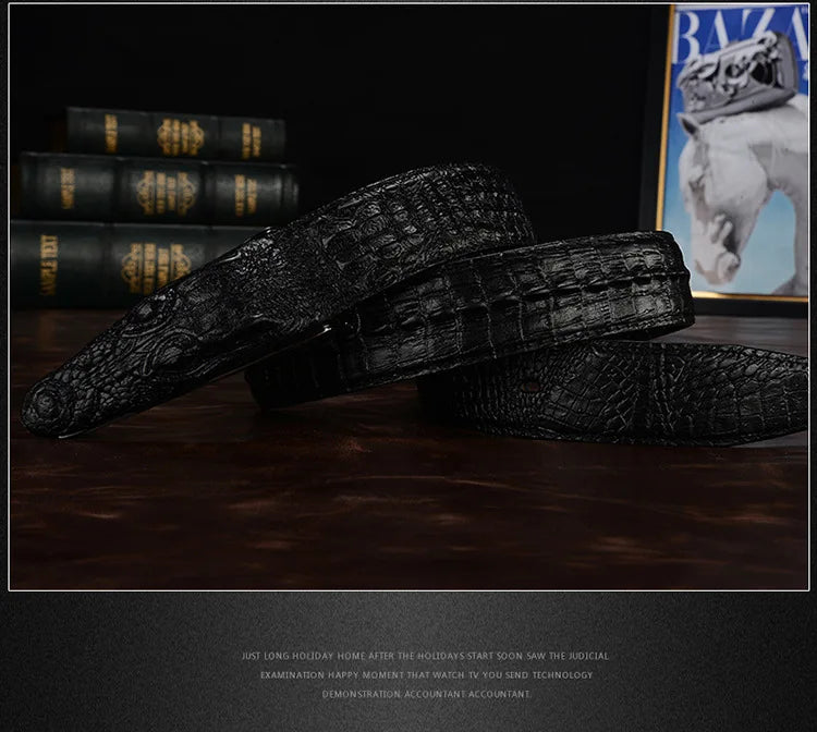 Luxury Leather Designer Men Belt, Crocodile Skin 
Belt Genuine Leather Alligator Strap of Crocodile Head Belt