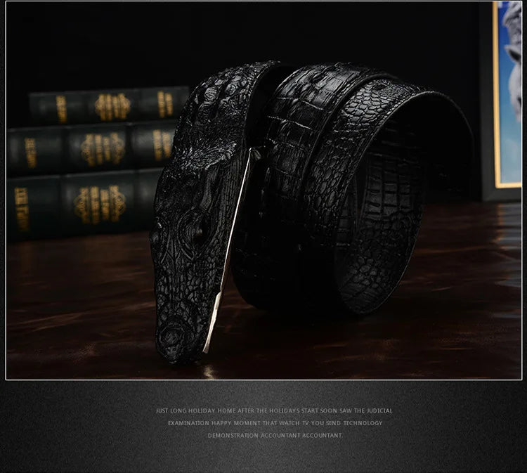 Luxury Leather Designer Men Belt, Crocodile Skin 
Belt Genuine Leather Alligator Strap of Crocodile Head Belt