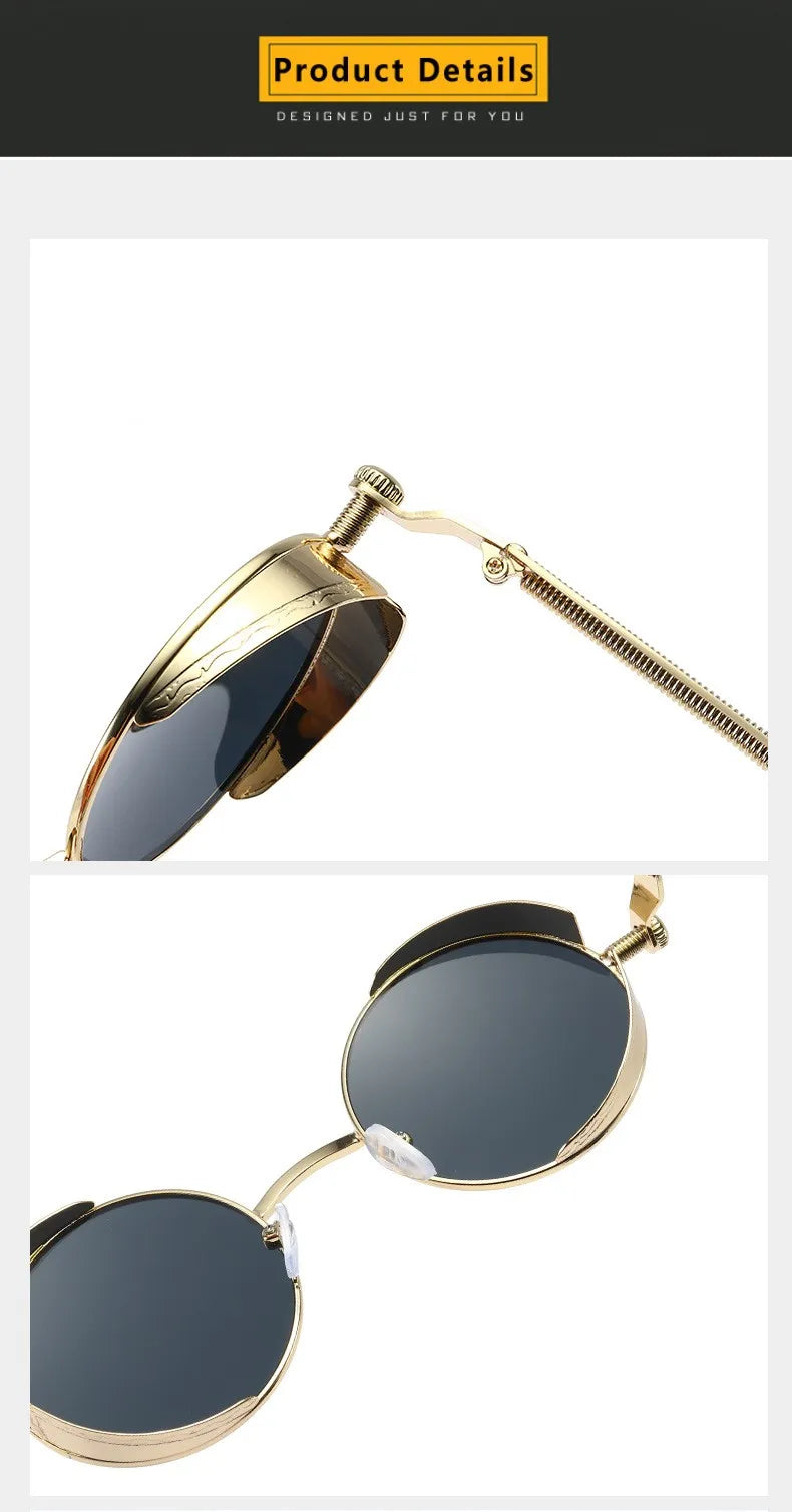 Metal Steampunk Sunglasses for Men & Women
 Round Glasses, Vintage High Quality