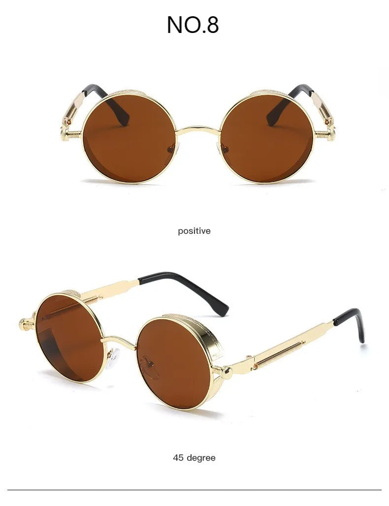 Metal Steampunk Sunglasses for Men & Women
 Round Glasses, Vintage High Quality