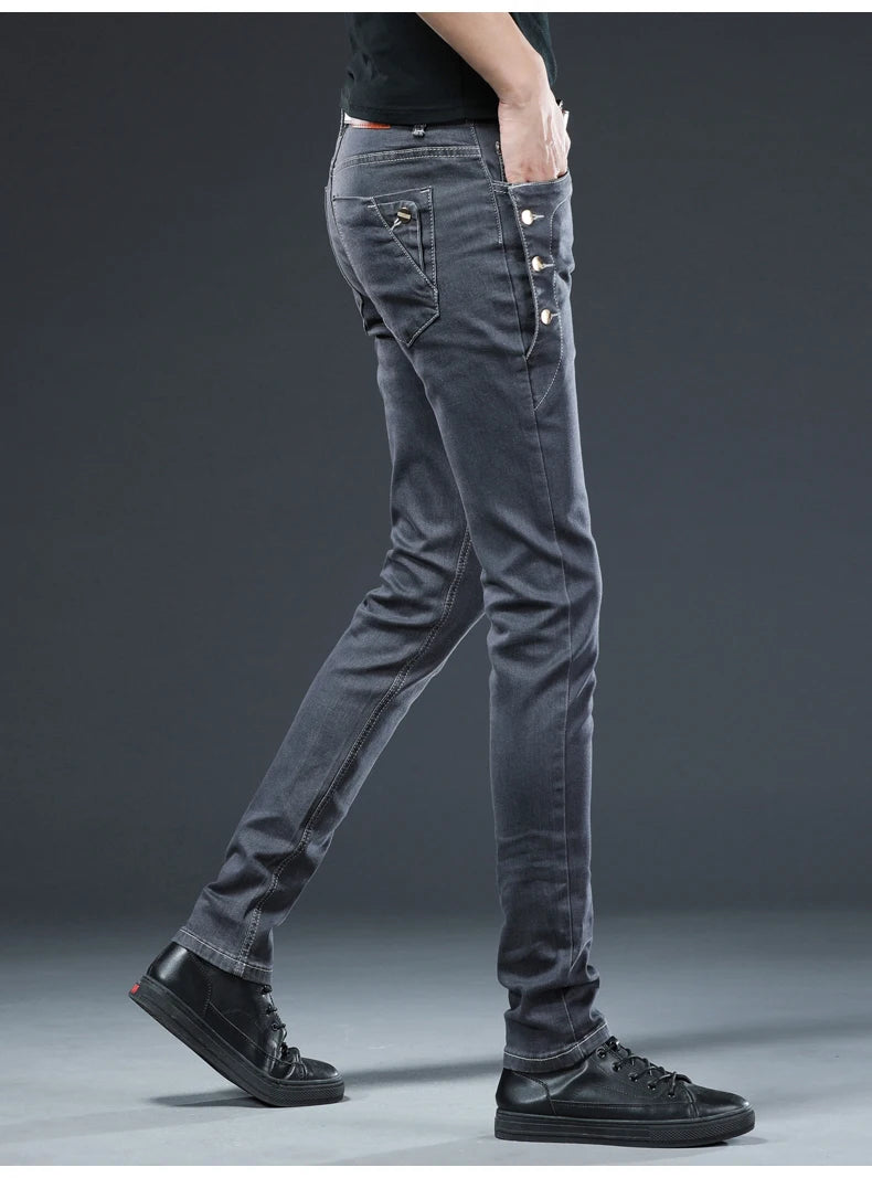 Slim Button Black Skinny Jeans