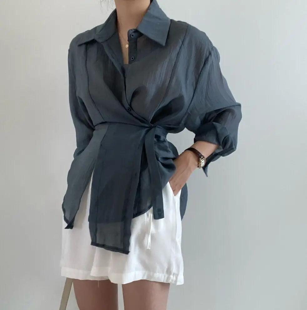 Office Chic Loose Long Sleeve Blouse