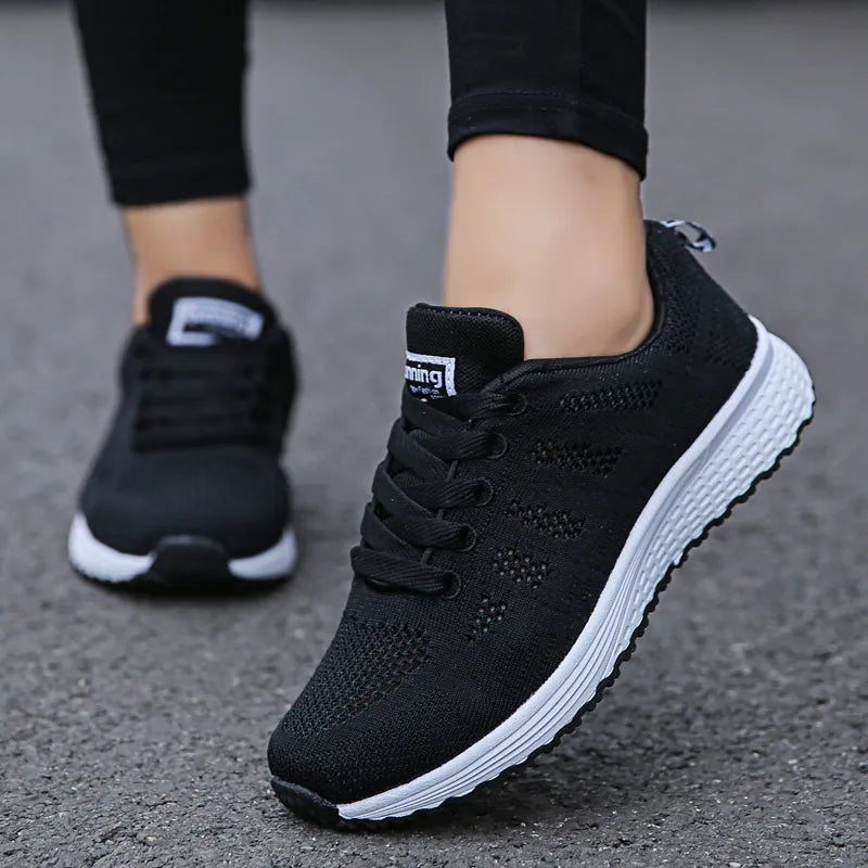 Women Casual Fashion Breathable Walking Mesh Flat Shoes