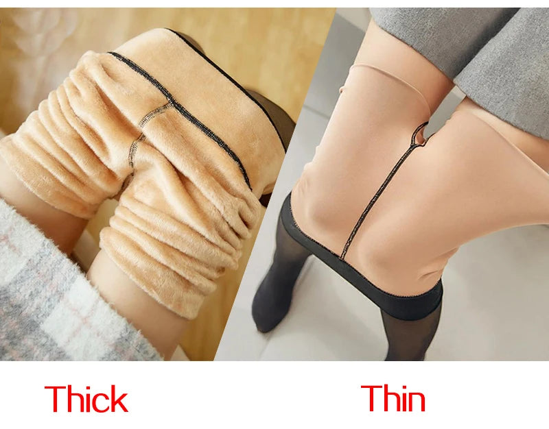 Winter Warm Tights, Translucent, Thick 
Pantyhose High Waist Elastic Wool Stockings Thermal Female Velvet Tights