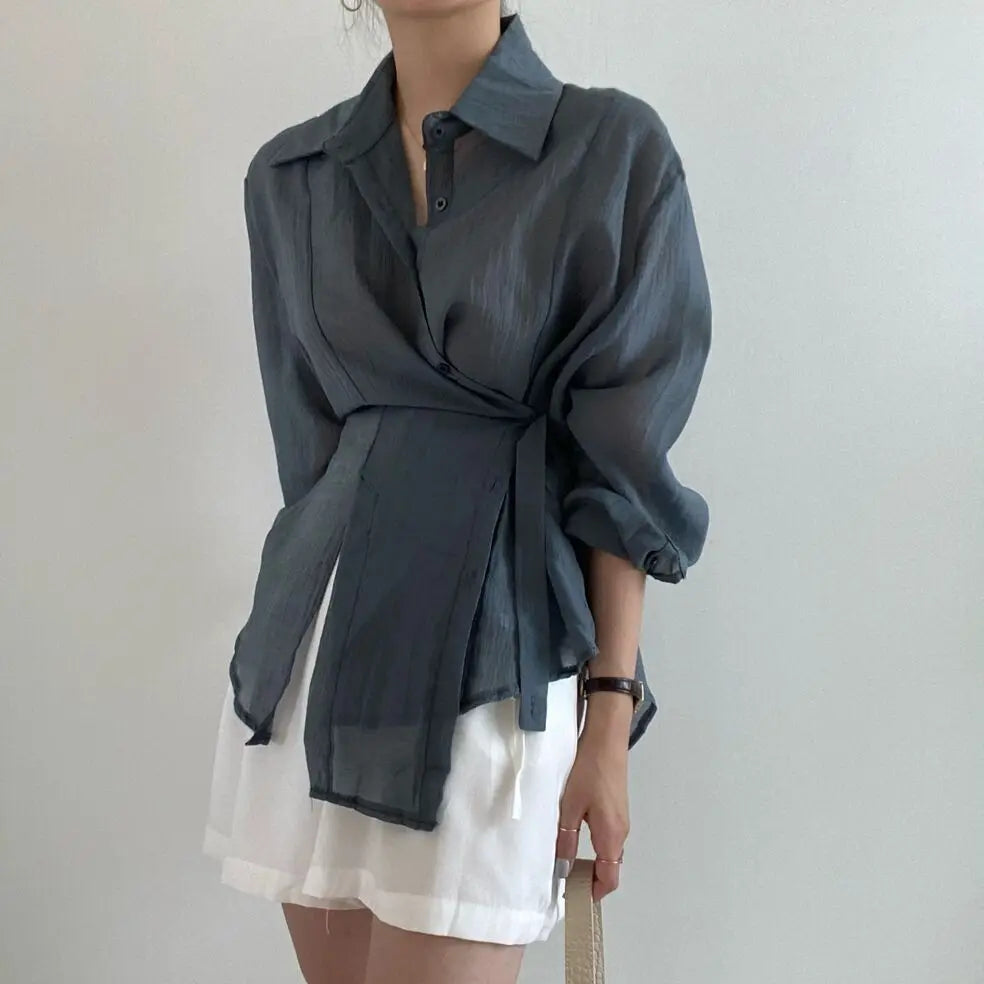 Office Chic Loose Long Sleeve Blouse