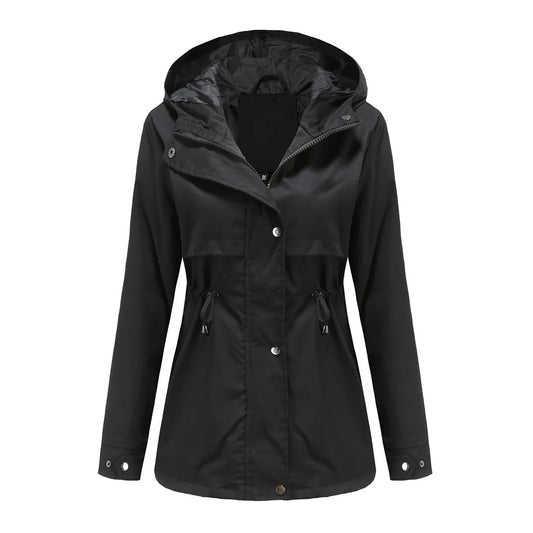 Women's Hooded Windbreaker Jacket 
Waterproof Zipper Coat