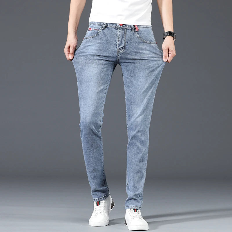 Business Casual Classic Cotton Elastic Denim Trousers