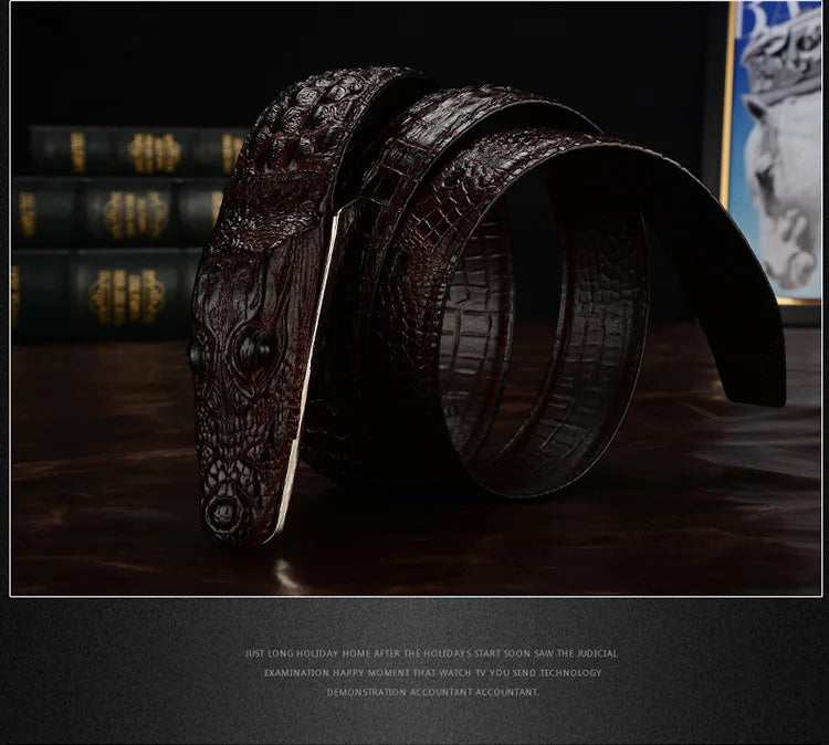 Luxury Leather Designer Men Belt, Crocodile Skin 
Belt Genuine Leather Alligator Strap of Crocodile Head Belt