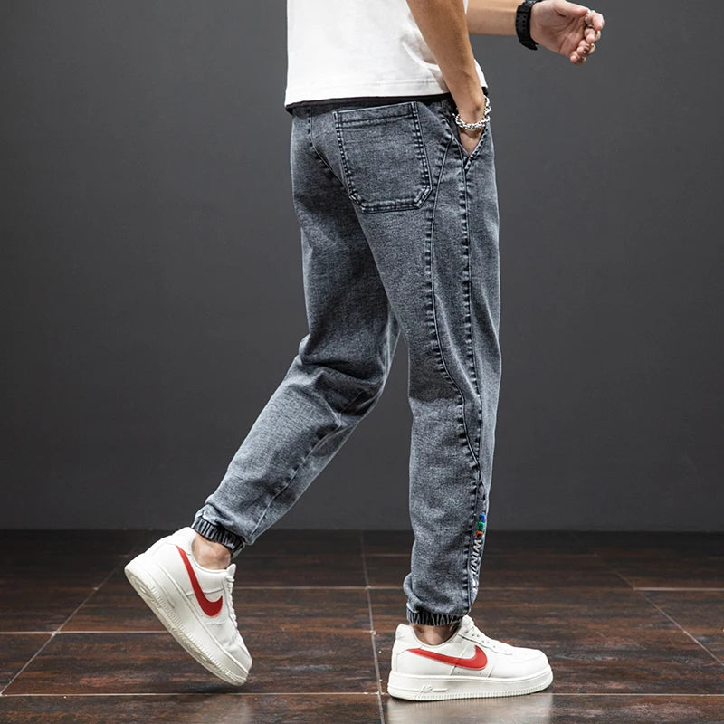 Spring & Summer Black Blue Cargo men Jeans
Streetwear Denim, Jogger Pants, Male Baggy Harem Jean