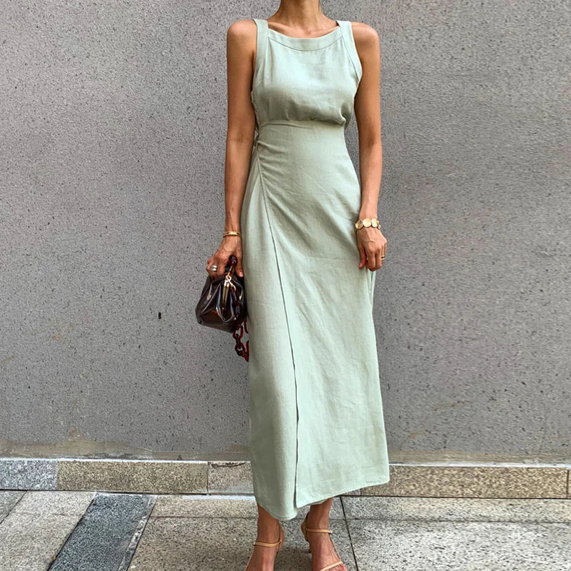 Vintage Lace Up Maxi Dress