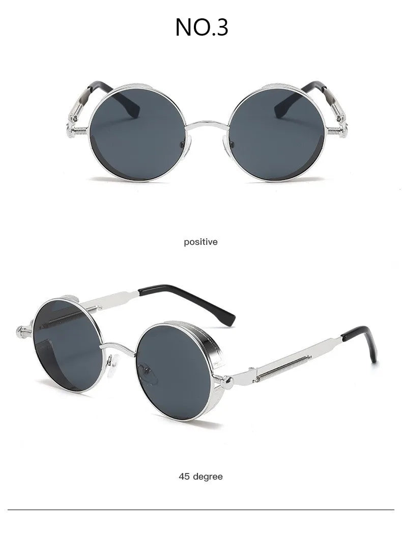 Metal Steampunk Sunglasses for Men & Women
 Round Glasses, Vintage High Quality