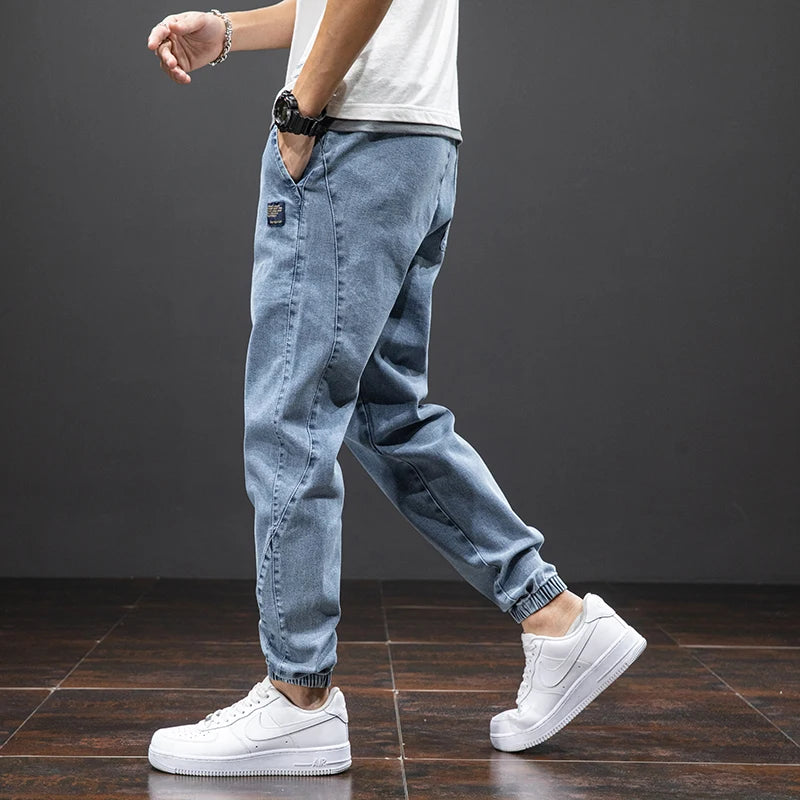 Spring & Summer Black Blue Cargo men Jeans
Streetwear Denim, Jogger Pants, Male Baggy Harem Jean