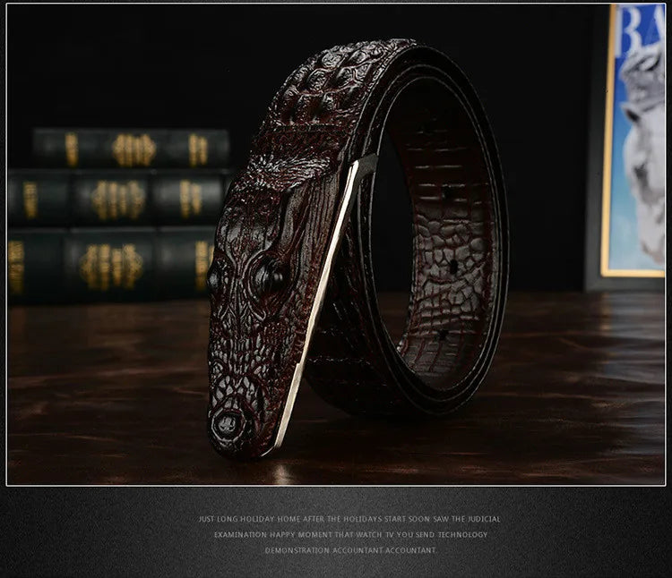 Luxury Leather Designer Men Belt, Crocodile Skin 
Belt Genuine Leather Alligator Strap of Crocodile Head Belt