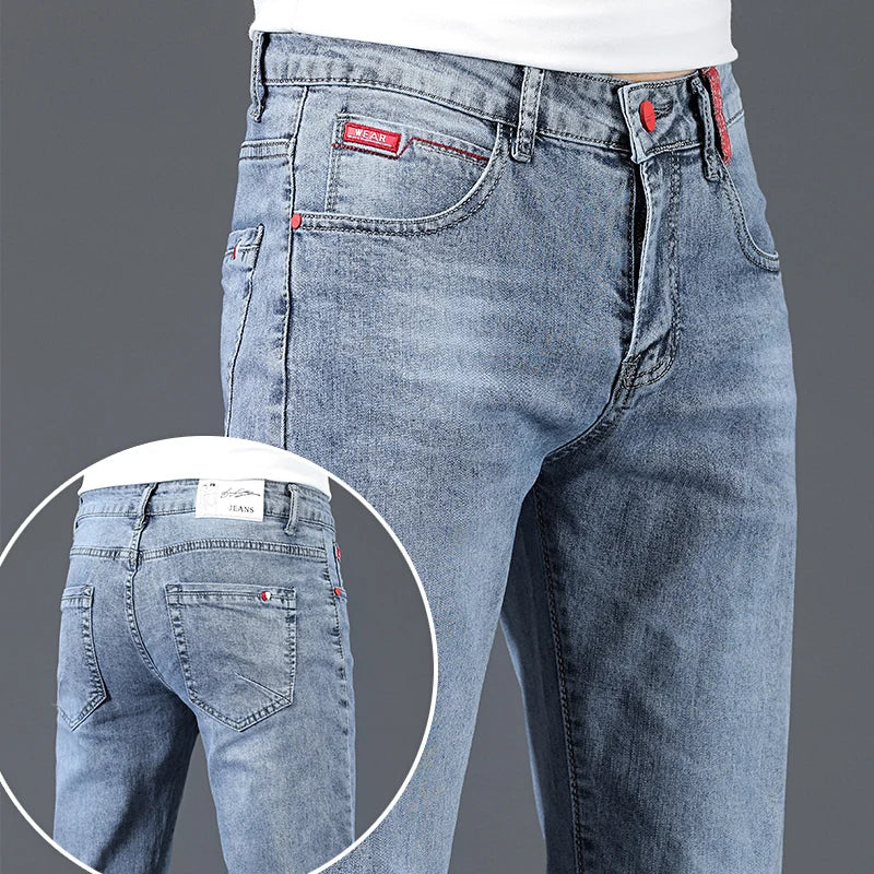 Business Casual Classic Cotton Elastic Denim Trousers