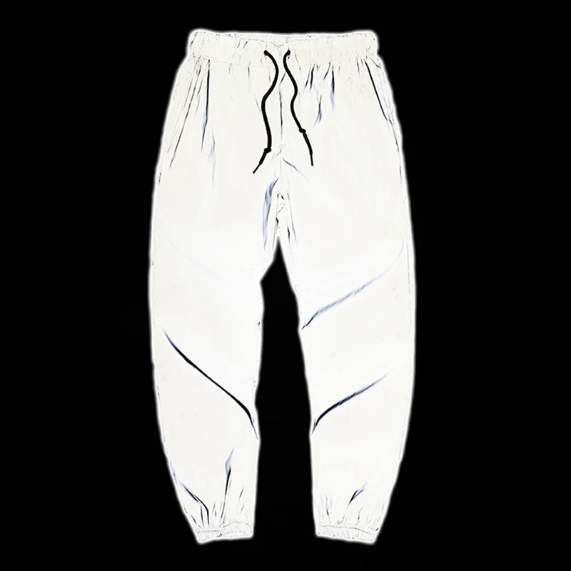 Men Streetwear Night Hip hop Reflective casual pants