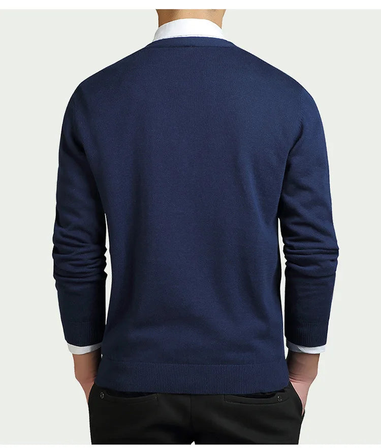 100% Cotton Sweater for Men, Long Sleeve 
V-Neck Sweaters, Loose Solid Button, Fit Knitting Casual Style Clothing