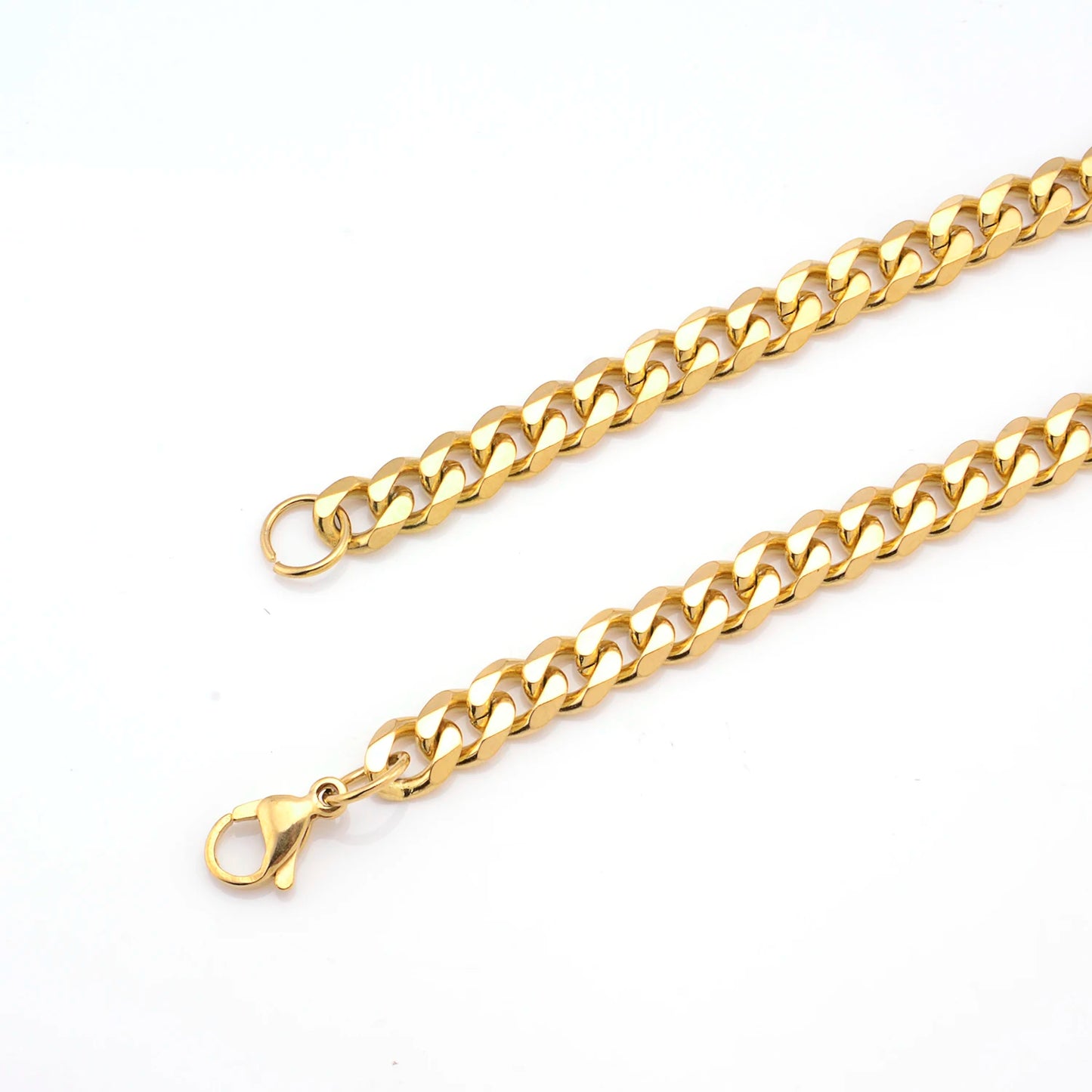 3MM, 5MM, 7MM Cuban Link Chain, Stainless Steel Necklace, Waterproof 18 K Gold Plated Men & Women Jewelry