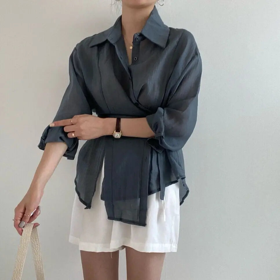 Office Chic Loose Long Sleeve Blouse