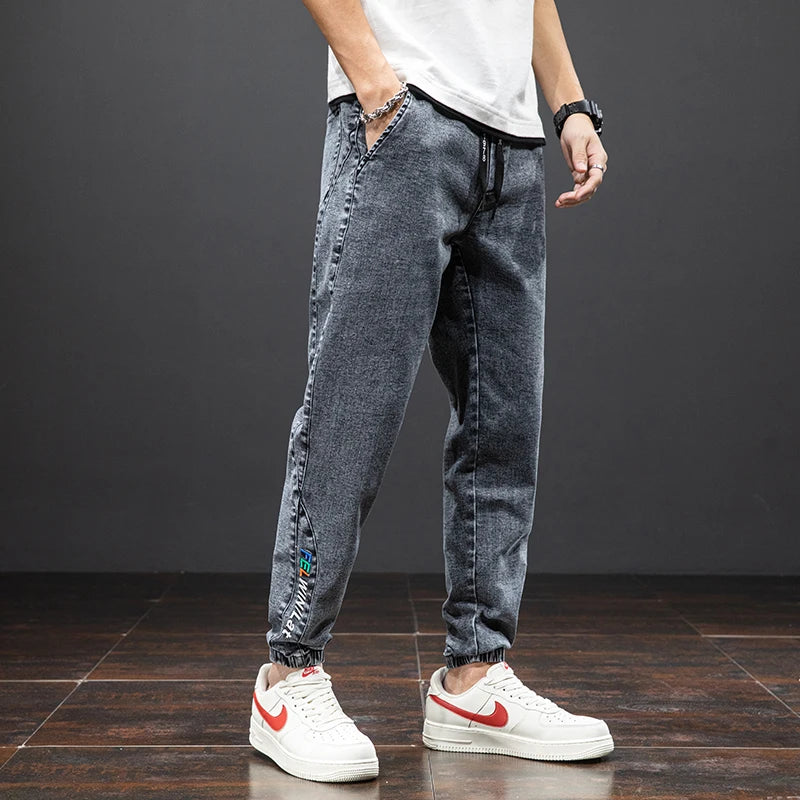 Spring & Summer Black Blue Cargo men Jeans
Streetwear Denim, Jogger Pants, Male Baggy Harem Jean