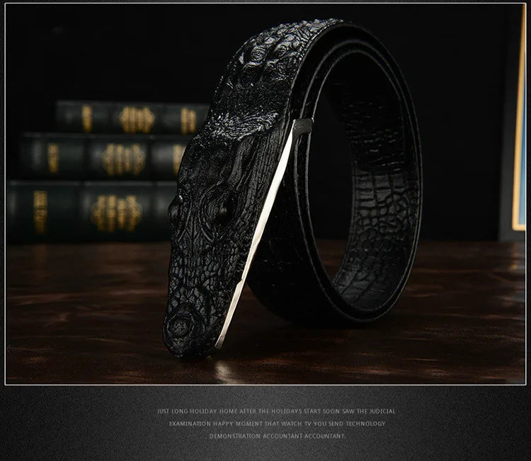 Luxury Leather Designer Men Belt, Crocodile Skin 
Belt Genuine Leather Alligator Strap of Crocodile Head Belt