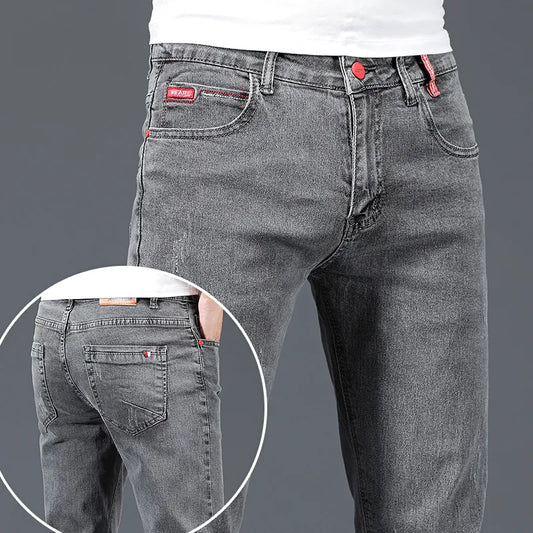 Business Casual Classic Cotton Elastic Denim Trousers