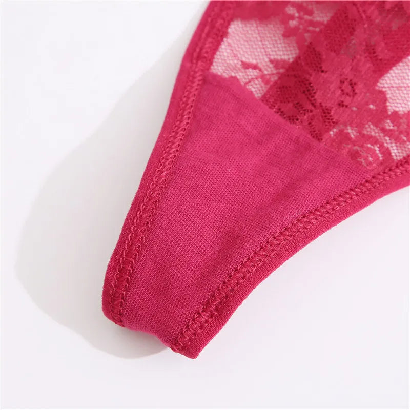 4 PCS Set Sexy G String, Lace Thongs, Hollow Out, Low Waist Underpants