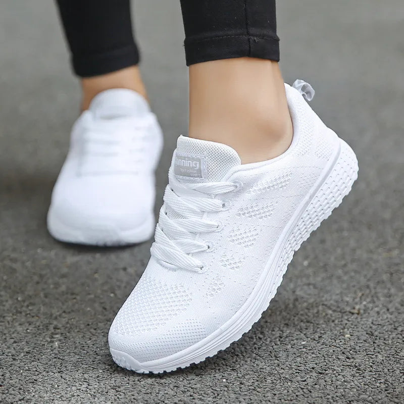 Women Casual Fashion Breathable Walking Mesh Flat Shoes