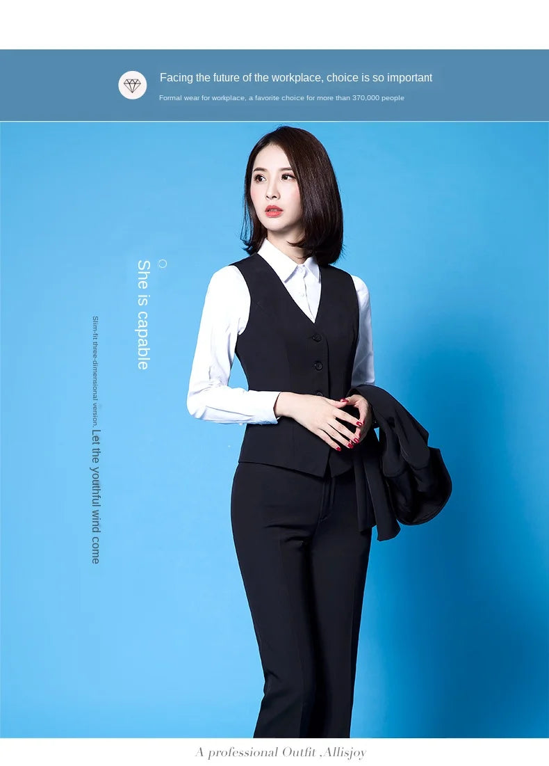 Fashionable Business Slim Fit Women Vest 
OL V Neck Formal Office Ladies Vest Coat