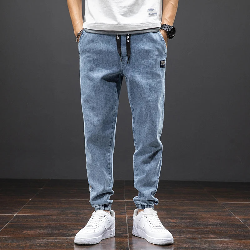 Spring & Summer Black Blue Cargo men Jeans
Streetwear Denim, Jogger Pants, Male Baggy Harem Jean