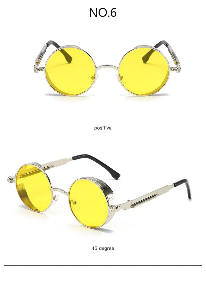 Metal Steampunk Sunglasses for Men & Women
 Round Glasses, Vintage High Quality