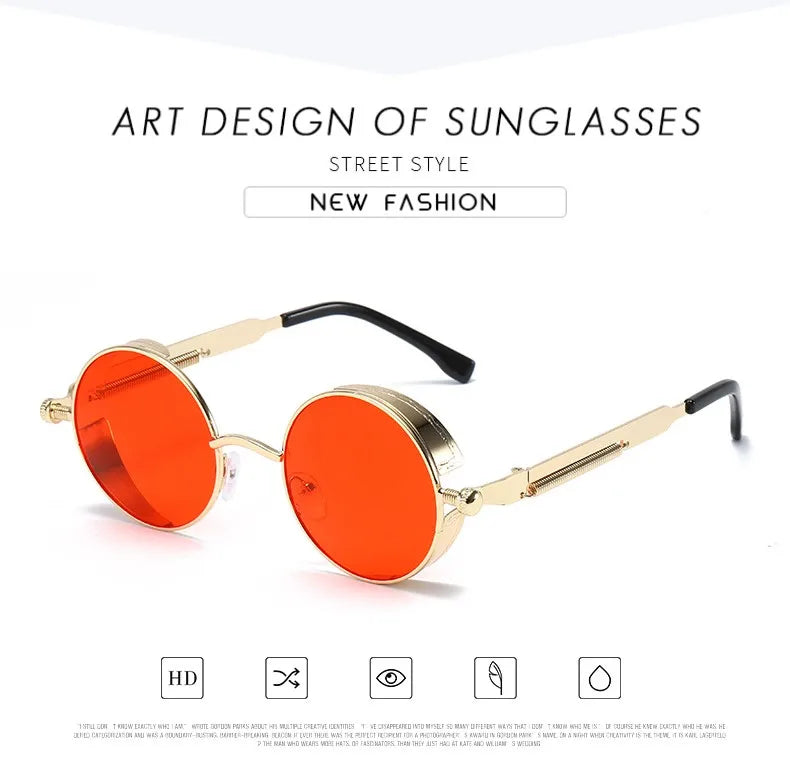 Metal Steampunk Sunglasses for Men & Women
 Round Glasses, Vintage High Quality