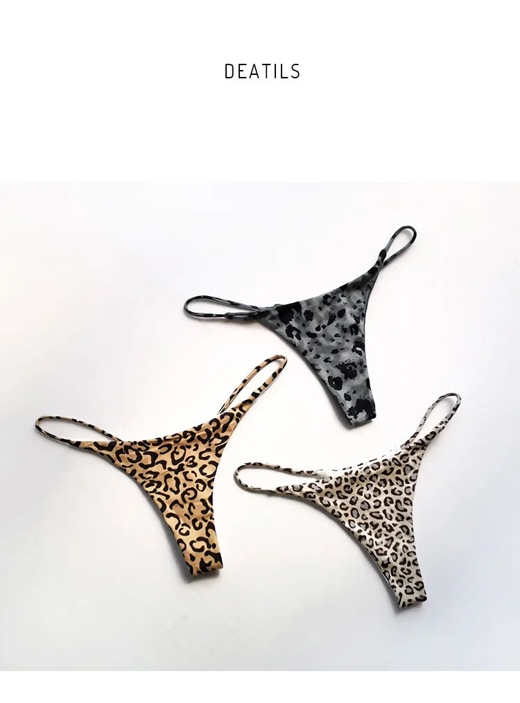 Cotton G String Leopard Low Waist, T-back Bikini