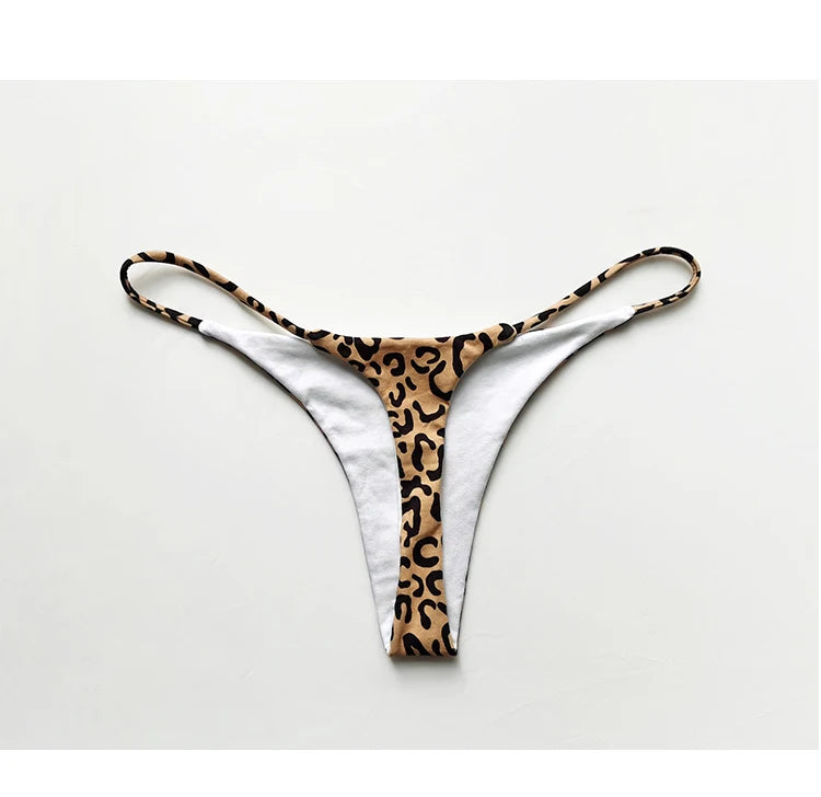 Cotton G String Leopard Low Waist, T-back Bikini